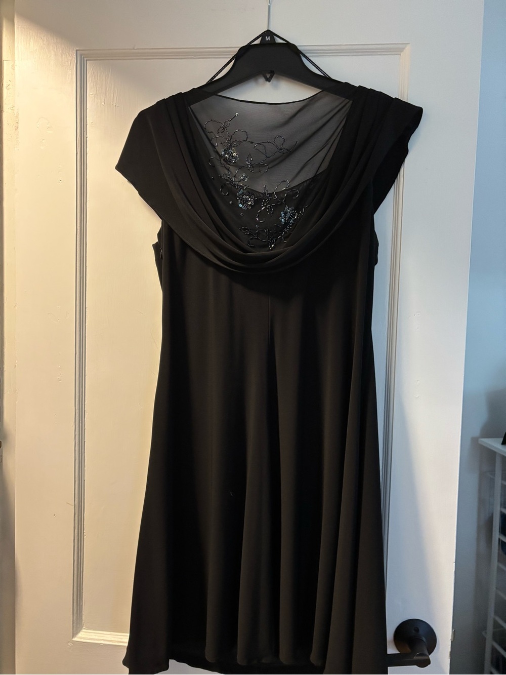 Patra Black Dress with Sheer Embellished Back